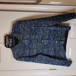 Reversible Jacket Long Sleeve Puckered Fabric Blue Black Green XL